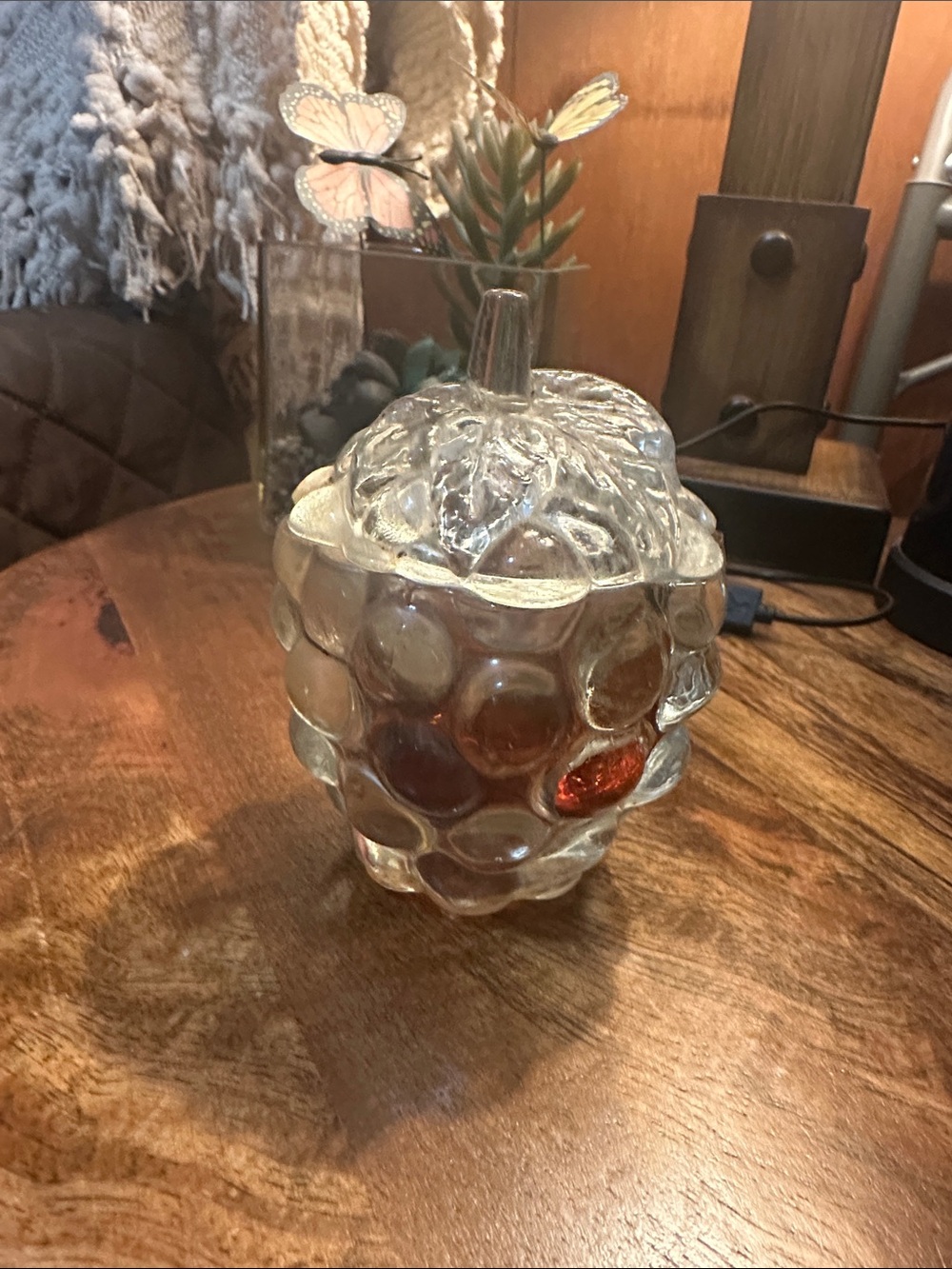 Glass Acorn Trinket Jar - Clear